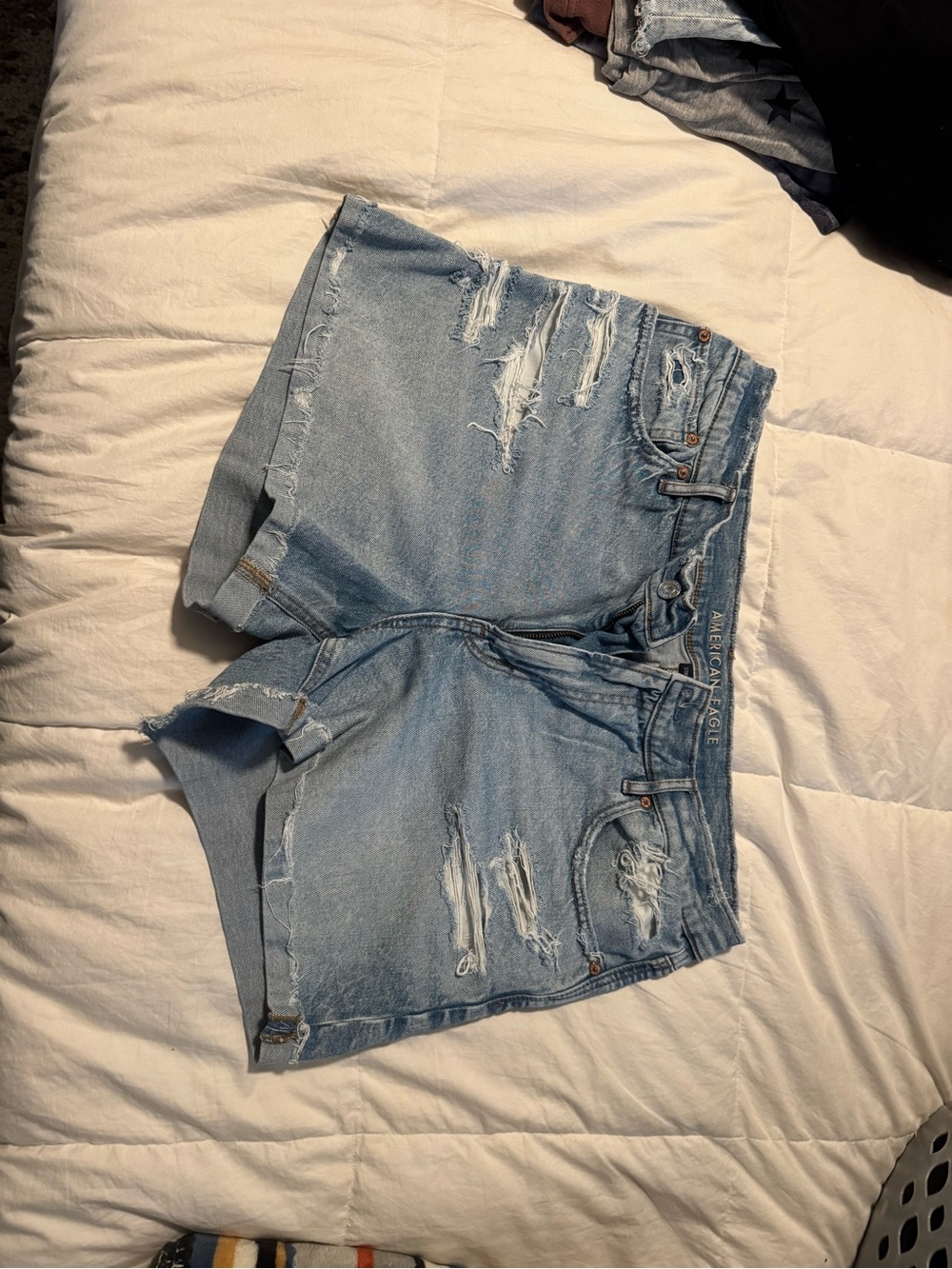 American Eagle Outfitters Light Blue Distressed Denim Cutoff Shorts